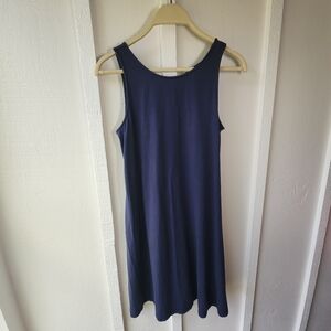 Lilly Pulitzer Navy Blue Sleeveless Dress Criss-cross Back Pima Cotton Size XS